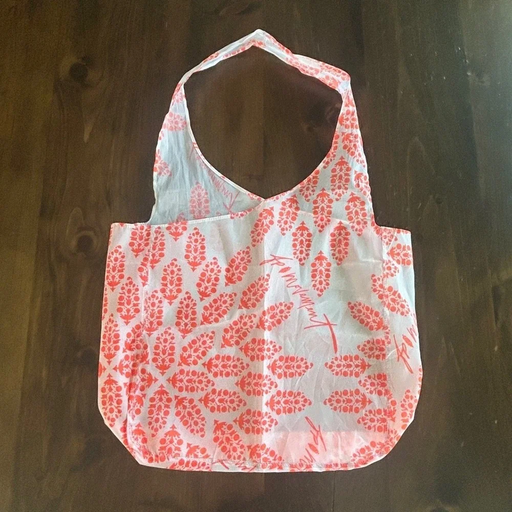 Free People Movement Tote Bag White Coral Floral Block Print Logo Sustainable